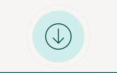 Pictogramme d'une flèche descendante cerclée au trait, posé sur un disque vert d'eau